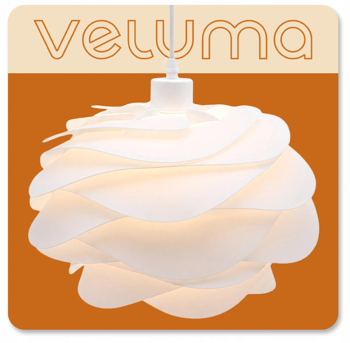 Pakabinamas šviestuvas „Veluma“, baltas, E27, modernus lubinis šviestuvas