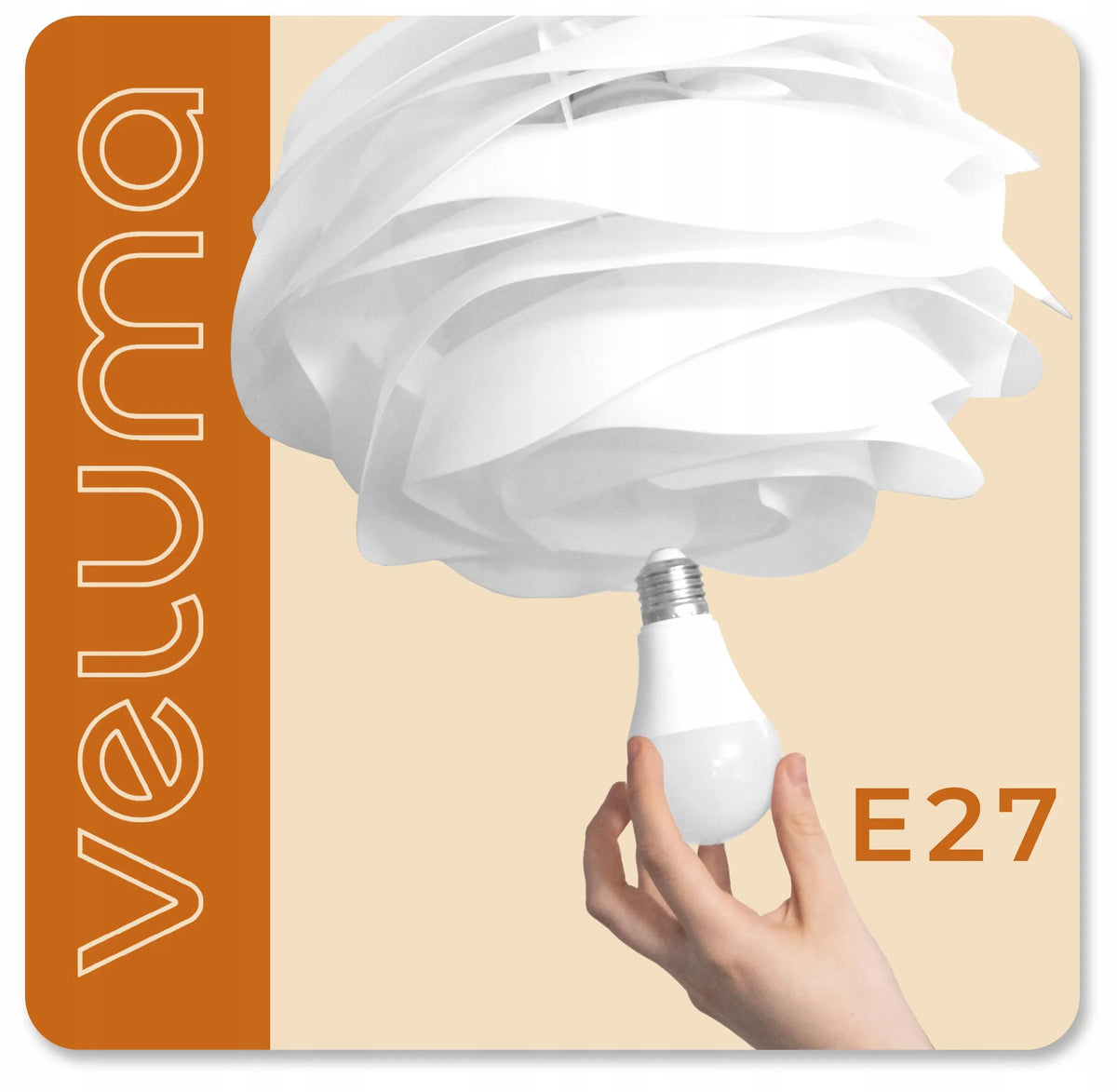 Pakabinamas šviestuvas „Veluma“, baltas, E27, modernus lubinis šviestuvas