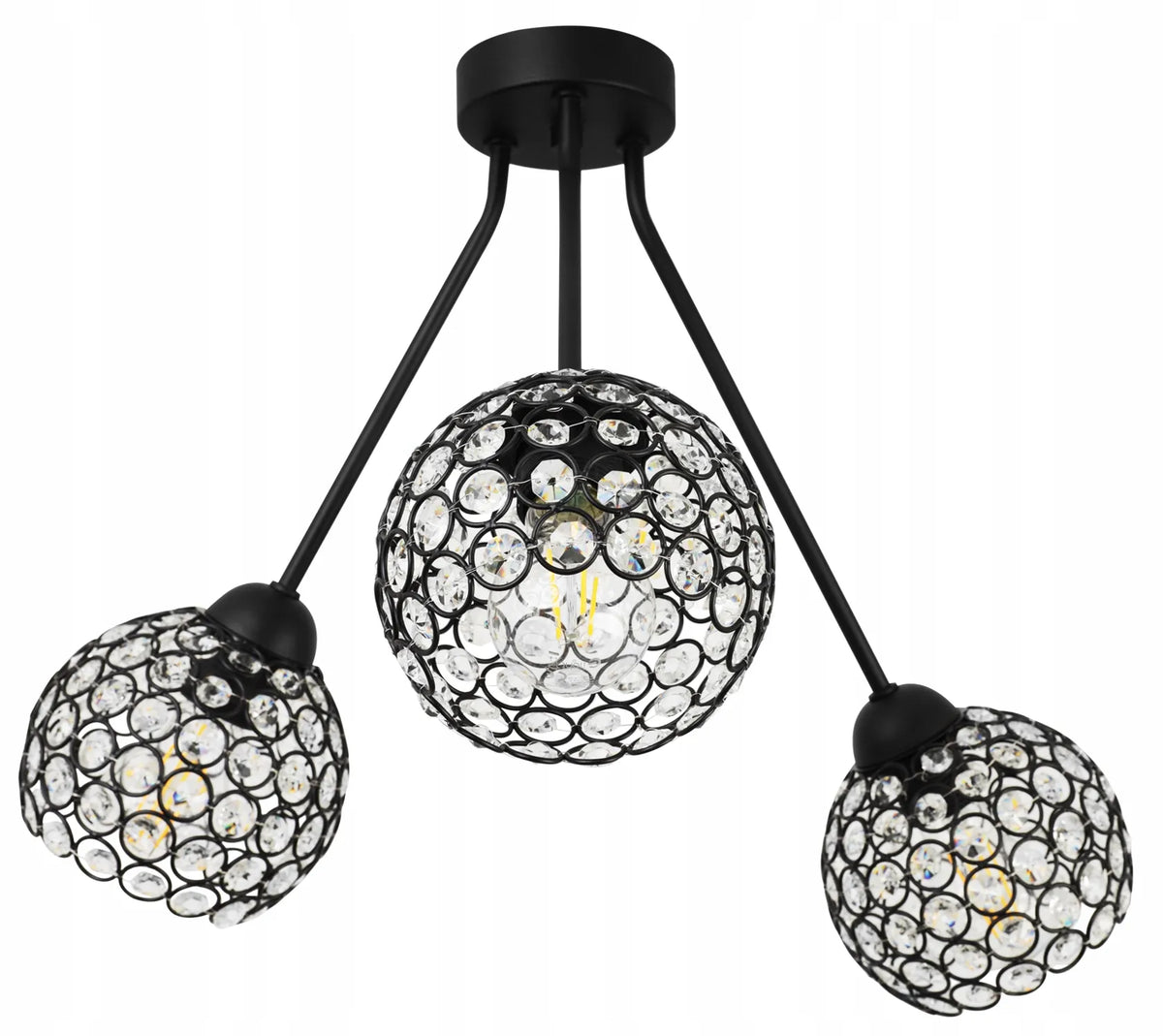 Pakabinamas trigubas lubinis šviestuvas „Light Home“ TRIO CRYSTAL 2465/3, glamour stiliaus, su moderniais kristalų gaubtais