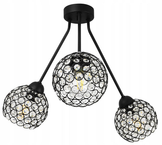Pakabinamas trigubas lubinis šviestuvas „Light Home“ TRIO CRYSTAL 2465/3, glamour stiliaus, su moderniais kristalų gaubtais