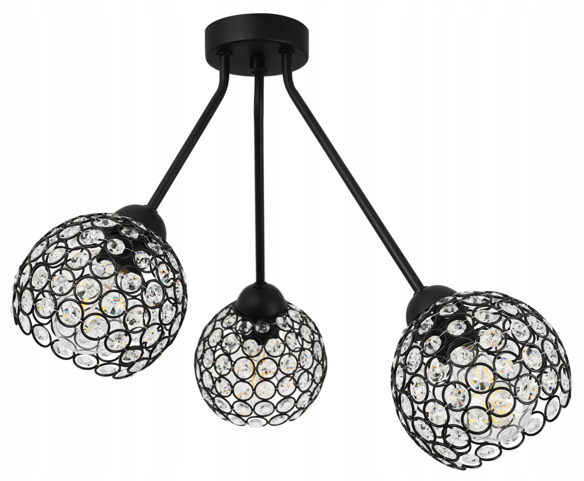 Pakabinamas trigubas lubinis šviestuvas „Light Home“ TRIO CRYSTAL 2465/3, glamour stiliaus, su moderniais kristalų gaubtais