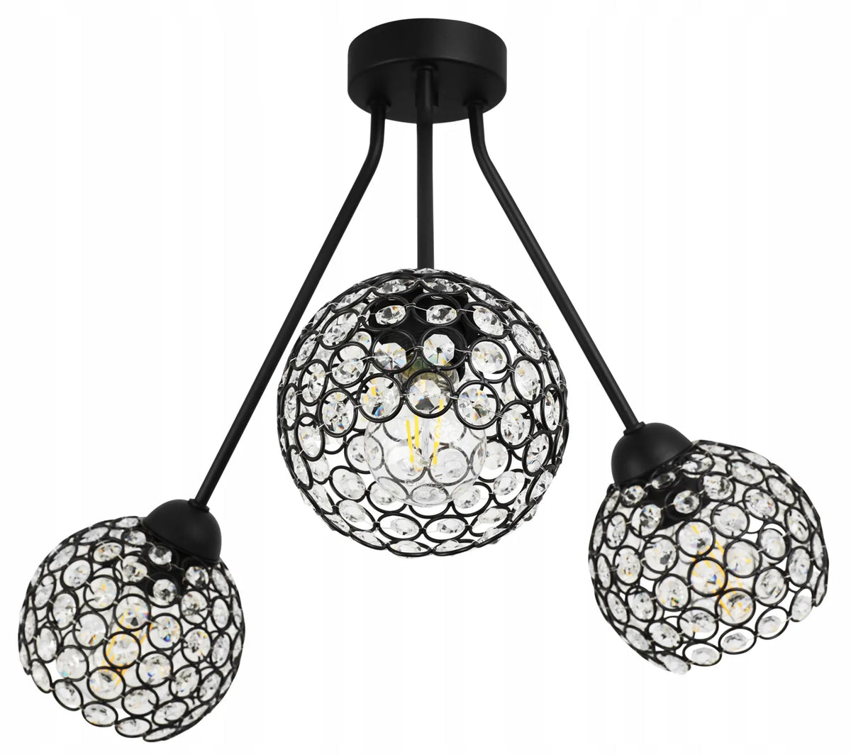 Pakabinamas trigubas lubinis šviestuvas „Light Home“ TRIO CRYSTAL 2465/3, glamour stiliaus, su moderniais kristalų gaubtais