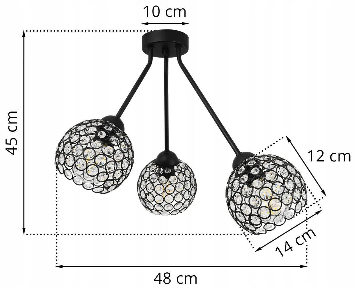 Pakabinamas trigubas lubinis šviestuvas „Light Home“ TRIO CRYSTAL 2465/3, glamour stiliaus, su moderniais kristalų gaubtais