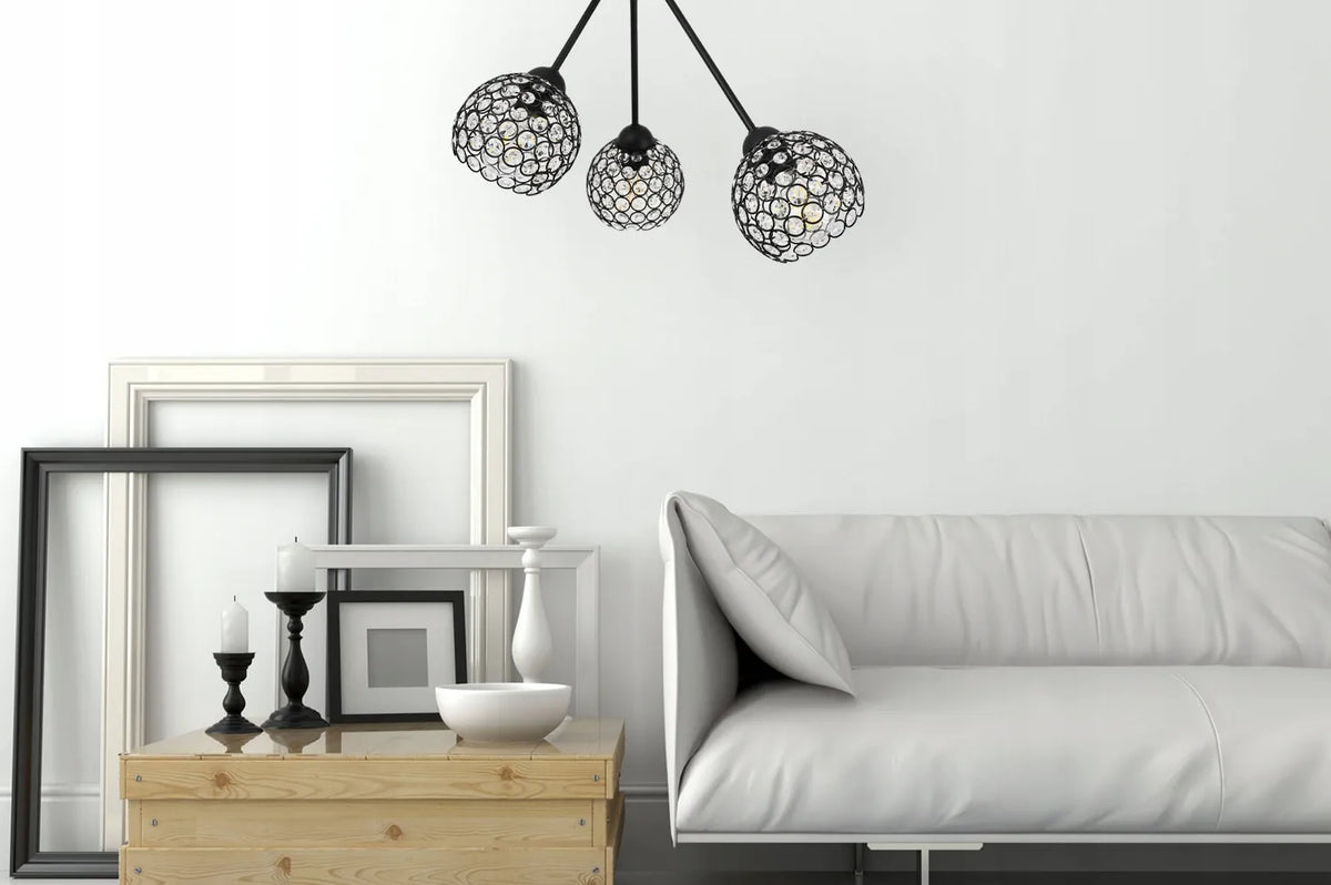 Pakabinamas trigubas lubinis šviestuvas „Light Home“ TRIO CRYSTAL 2465/3, glamour stiliaus, su moderniais kristalų gaubtais