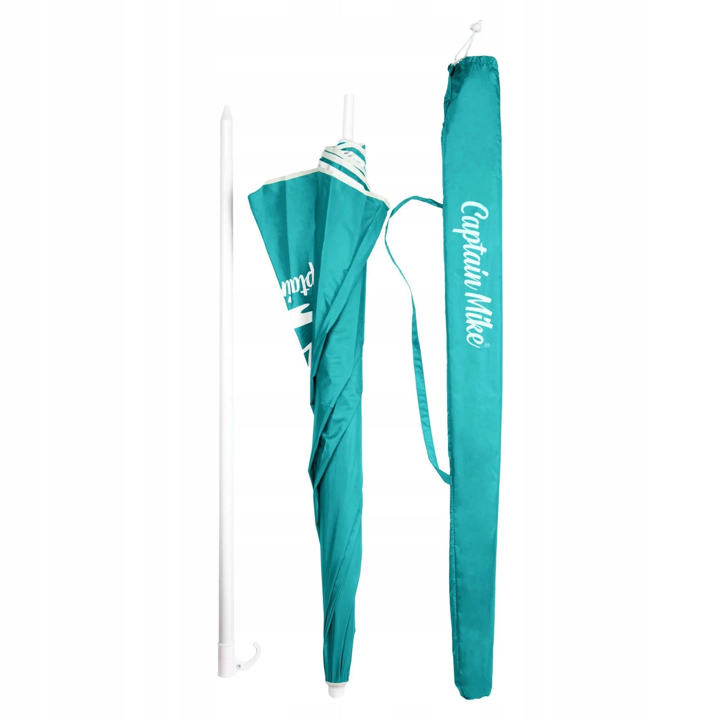 PAPLŪDIMIO skėtis Captain Mike 160 cm, laužiamas su dėklu ir UV UPF50+ filtru, žalias