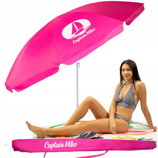 Paplūdimio skėtis Captain Mike su dėklu, UV UPF50+ filtru, sulankstomas, lengvas, 160 cm
