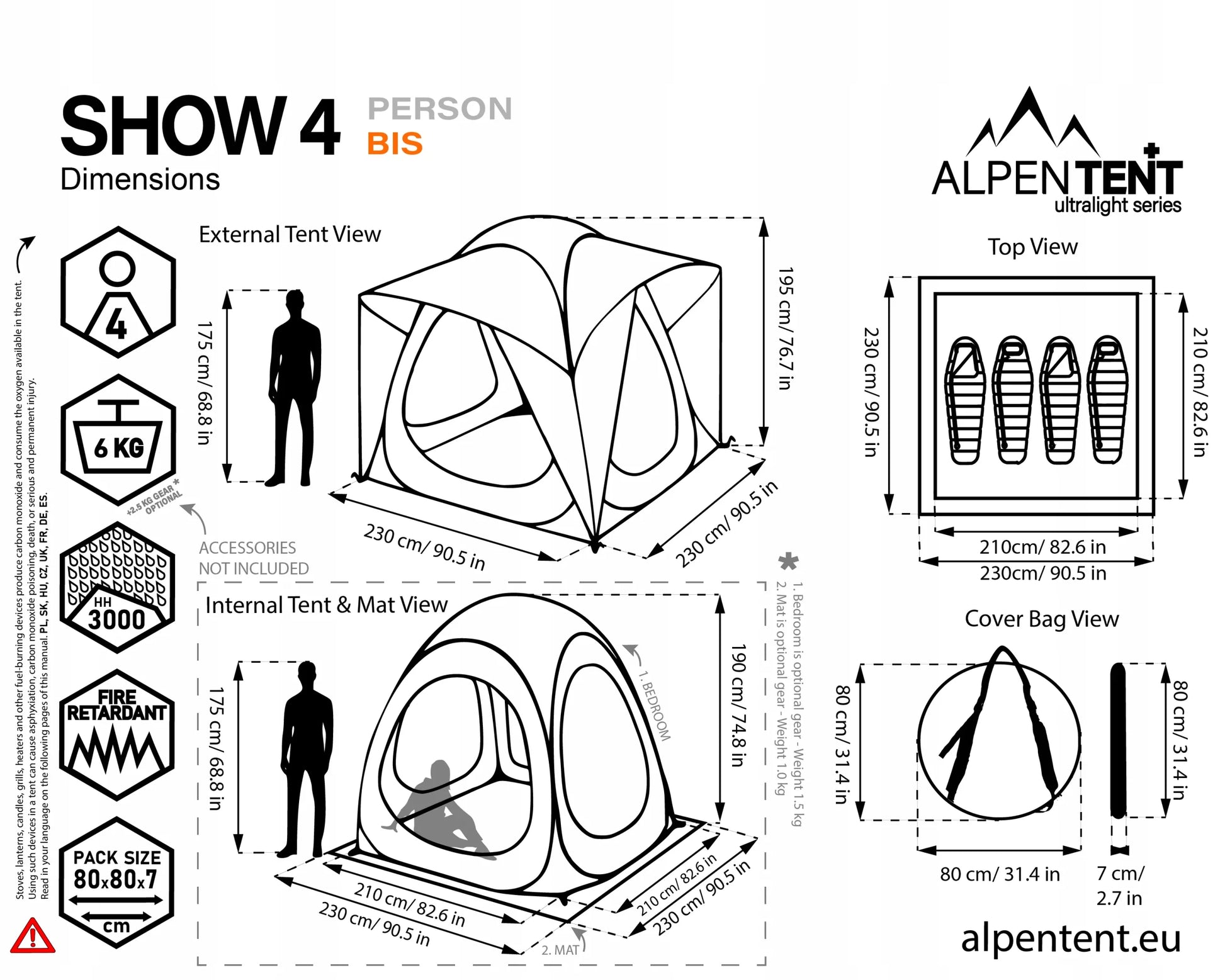 Parodų palapinė 4 asmenims, savaime išsiskleidžianti POP-UP, AlpenTent Show 4 BIS