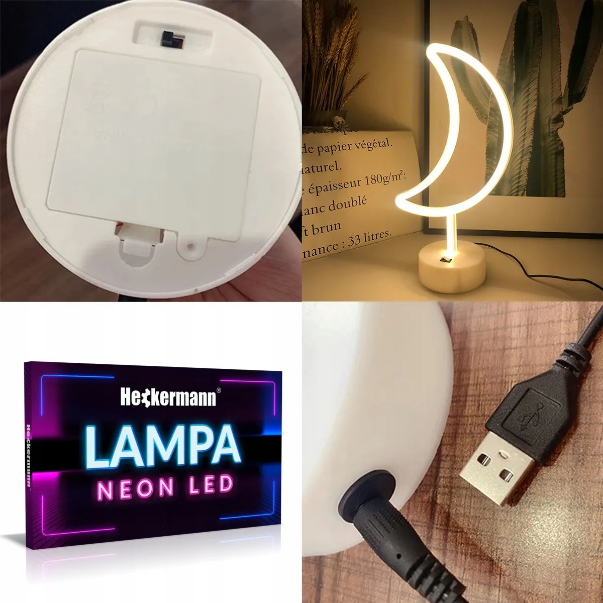 Pastatomas LED neonas Heckermann PUSMĖNULIS