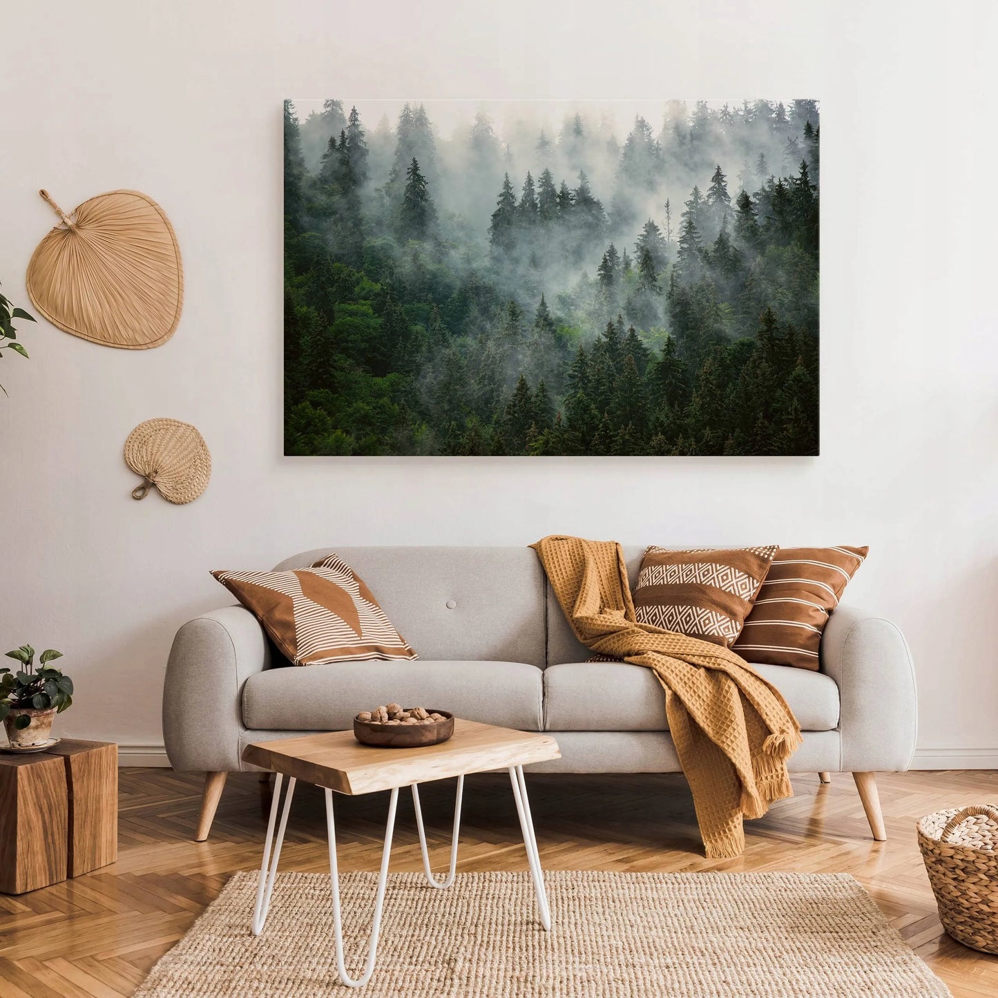 Paveikslas miegamajam svetainei Miškas rūke kalnai gamta kraštovaizdis sienai 120x80