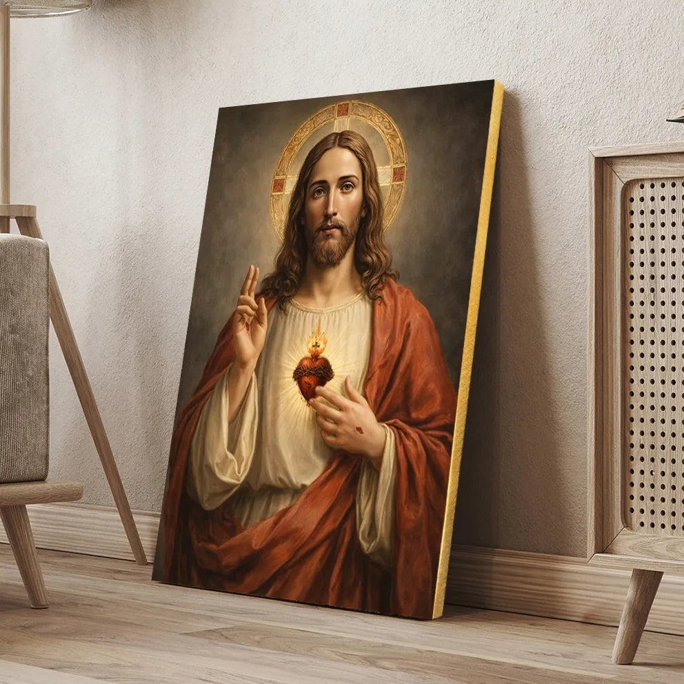 Paveikslas svetainei JEZAUS ŠIRDIS ant drobės 30x40 religinė dovana #918