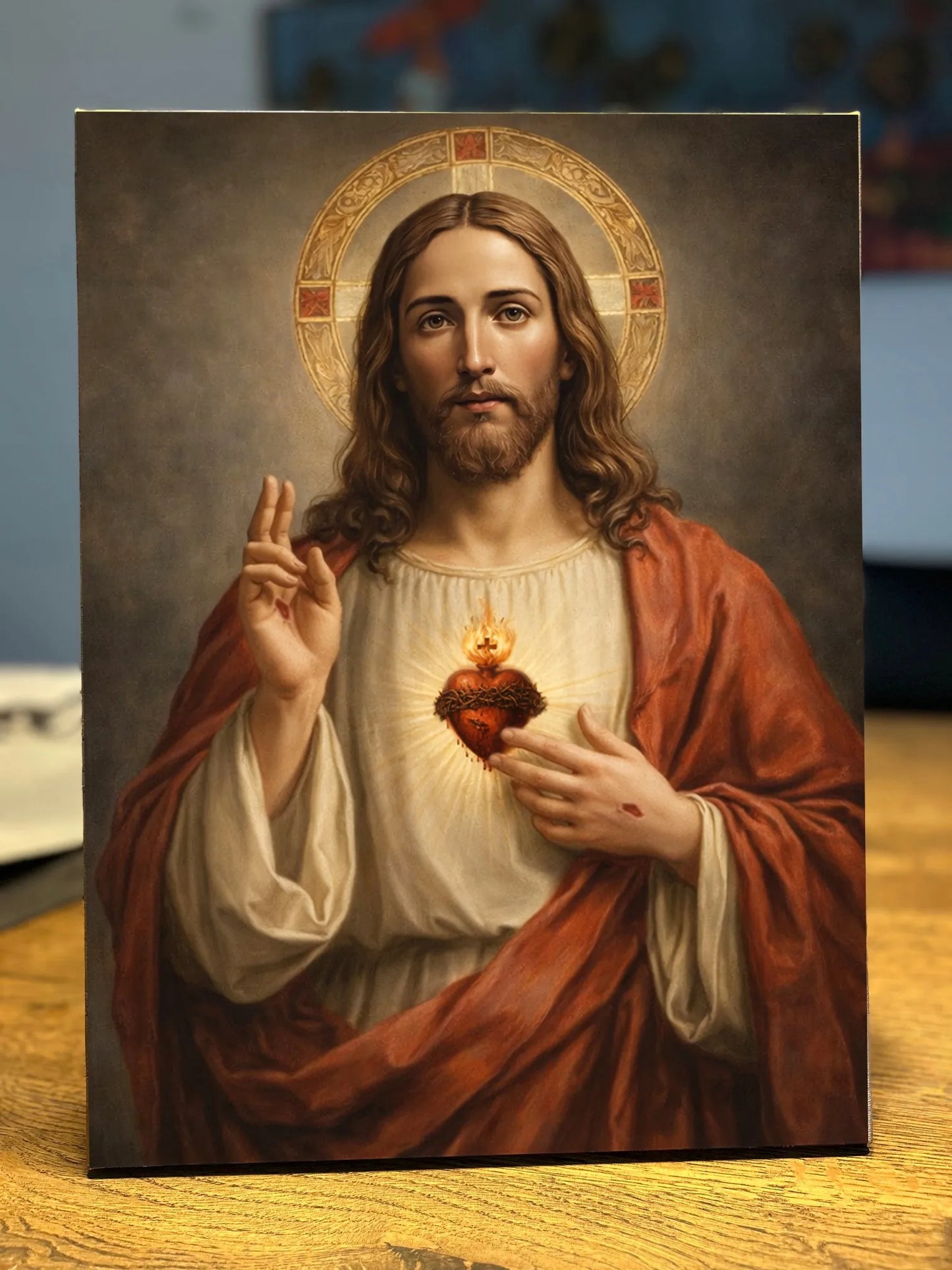 Paveikslas svetainei JEZAUS ŠIRDIS ant drobės 30x40 religinė dovana #918