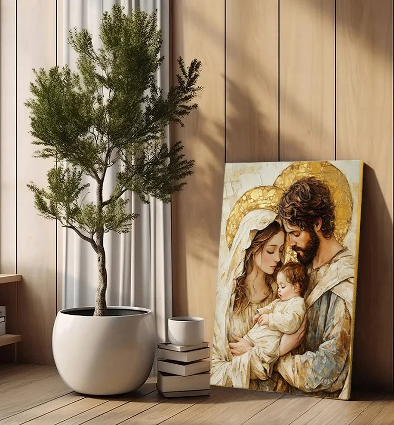 Paveikslas svetainei "Šventoji šeima" ant drobės 30x40cm, religinė dovana #916