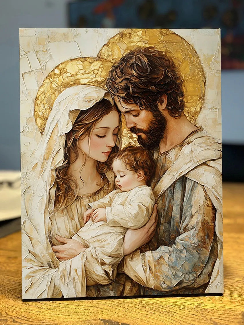 Paveikslas svetainei "Šventoji šeima" ant drobės 30x40cm, religinė dovana #916