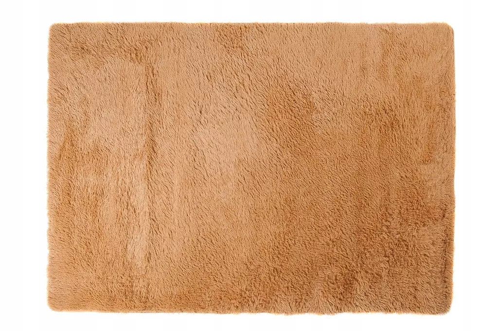 PLIUŠINIS SHAGGY KILIMAS 140x200 MINKŠTAS PŪKAS smėlio spalvos