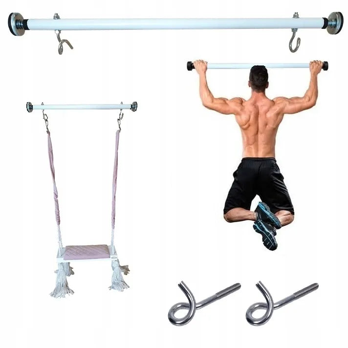 Reguliuojamas skersinis su kabliais vaikiškoms sūpynėms, 90 cm, baltas