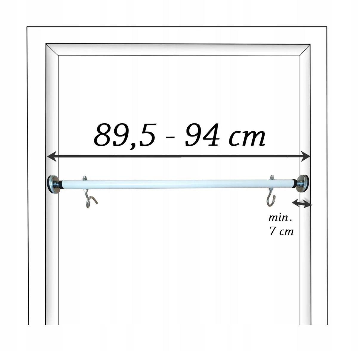 Reguliuojamas skersinis su kabliais vaikiškoms sūpynėms, 90 cm, baltas
