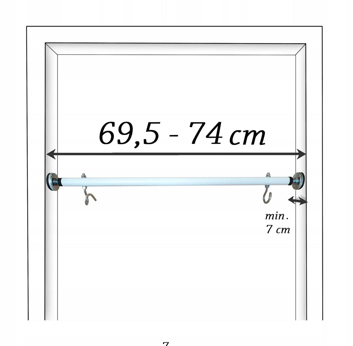 Reguliuojamas skersinis su laikikliais sūpynėms, baltas, 70 cm