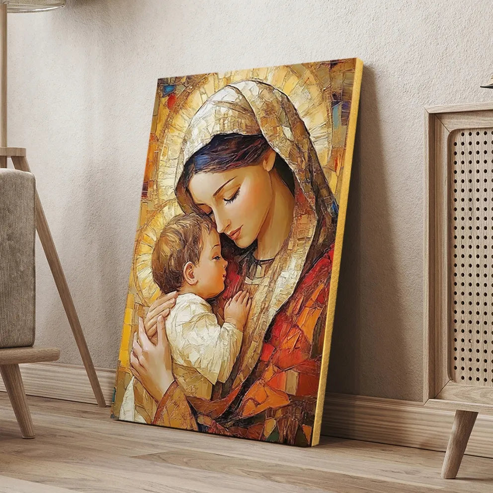 Religinis paveikslas 30x40 cm Jėzus ir Marija ant drobės, dovana jaunavedžiams #900