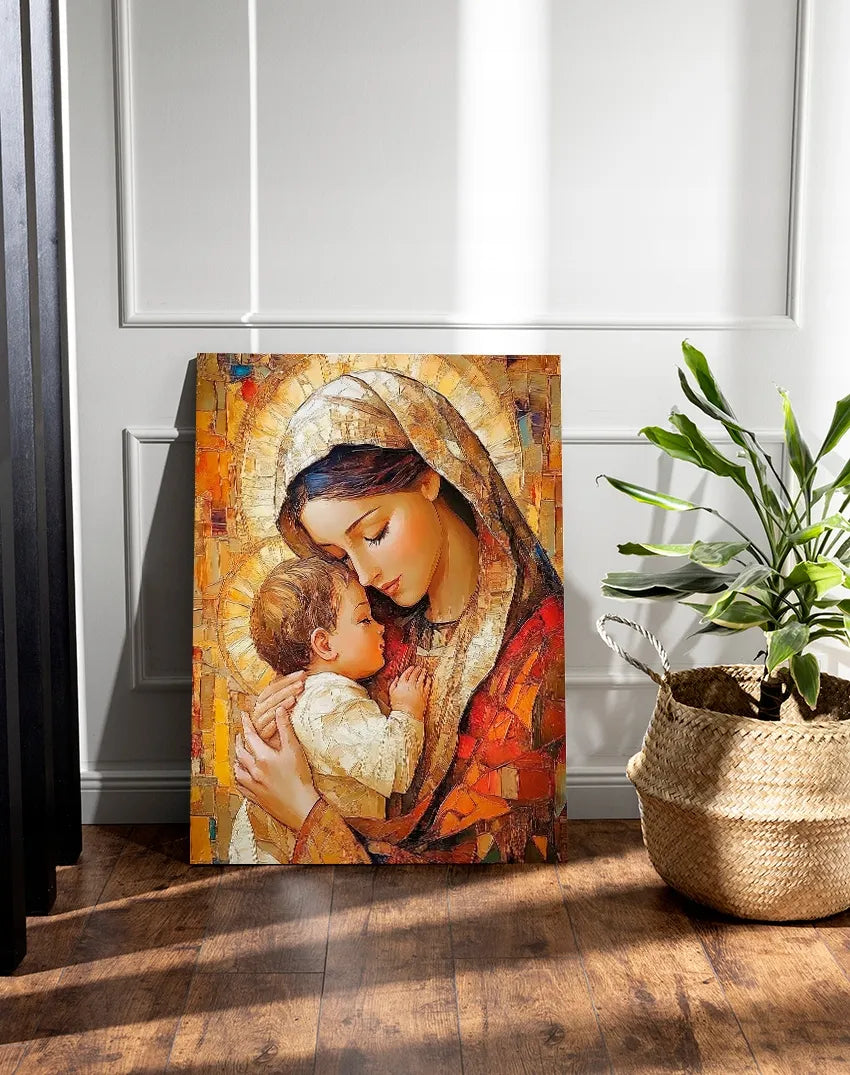 Religinis paveikslas 30x40 cm Jėzus ir Marija ant drobės, dovana jaunavedžiams #900