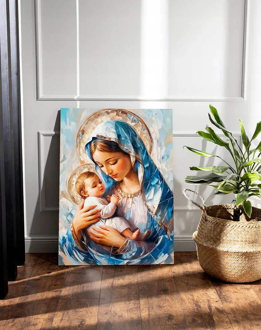 Religinis paveikslas 30x40cm Jėzus ir Marija ant drobės, dovana jaunavedžiams #901