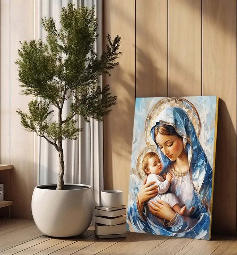 Religinis paveikslas 30x40cm Jėzus ir Marija ant drobės, dovana jaunavedžiams #901