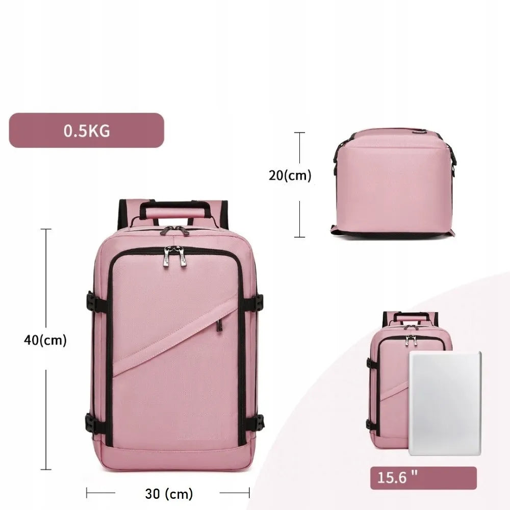 Rožinė kuprinė lėktuvui moterims RYANAIR WIZZAIR 40x30x20 Expander