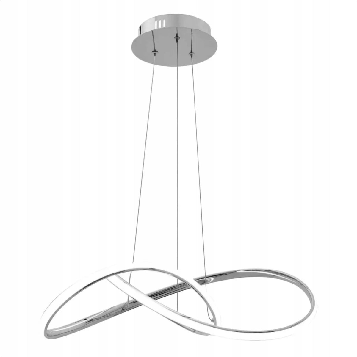 Sidabrinis pakabinamas LED lubinis šviestuvas „Krislamp Norton“ 60 cm su pulteliu, 3 šviesos spalvos