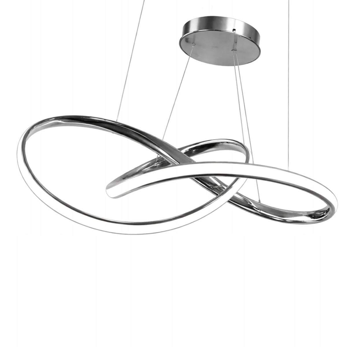 Sidabrinis pakabinamas LED lubinis šviestuvas „Krislamp Norton“ 60 cm su pulteliu, 3 šviesos spalvos