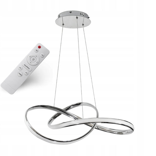 Sidabrinis pakabinamas LED lubinis šviestuvas „Krislamp Norton“ 60 cm su pulteliu, 3 šviesos spalvos