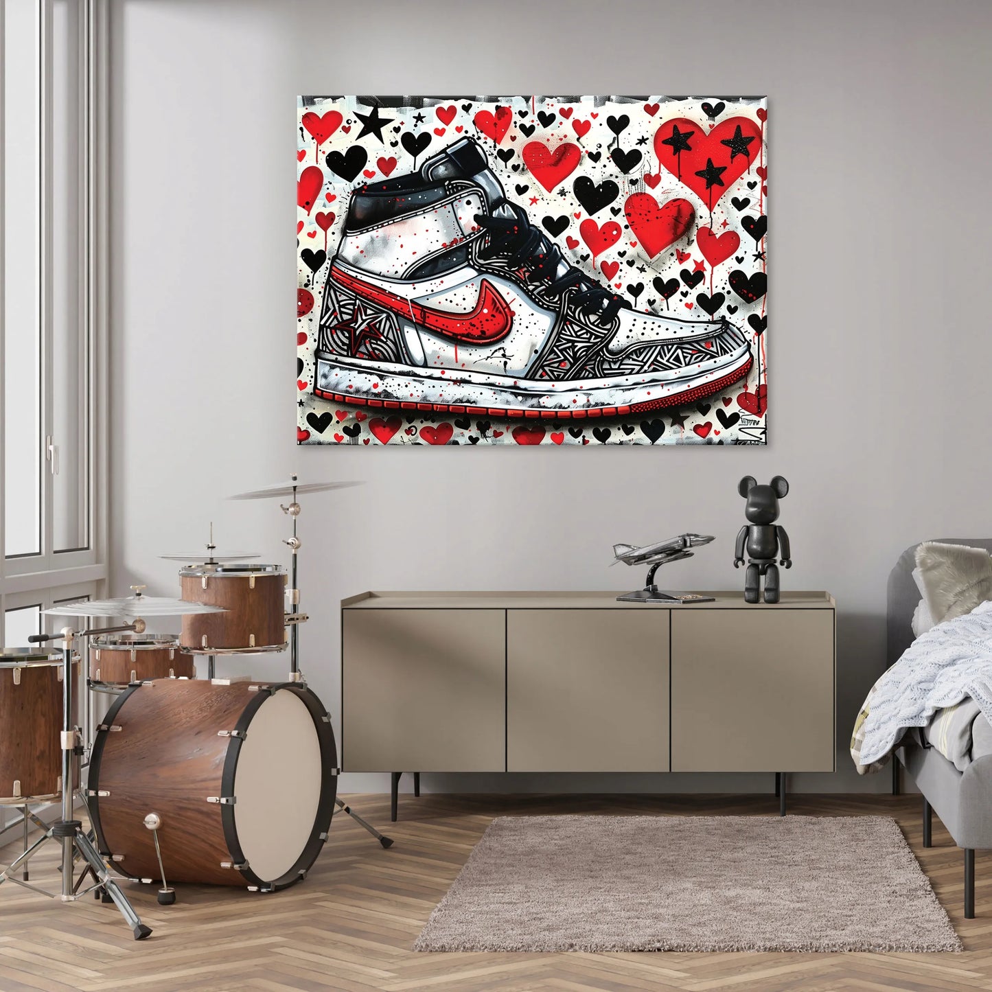 Šiuolaikinis drobės paveikslas Wallarena: Street Art grafiti batų motyvas 100x70 cm