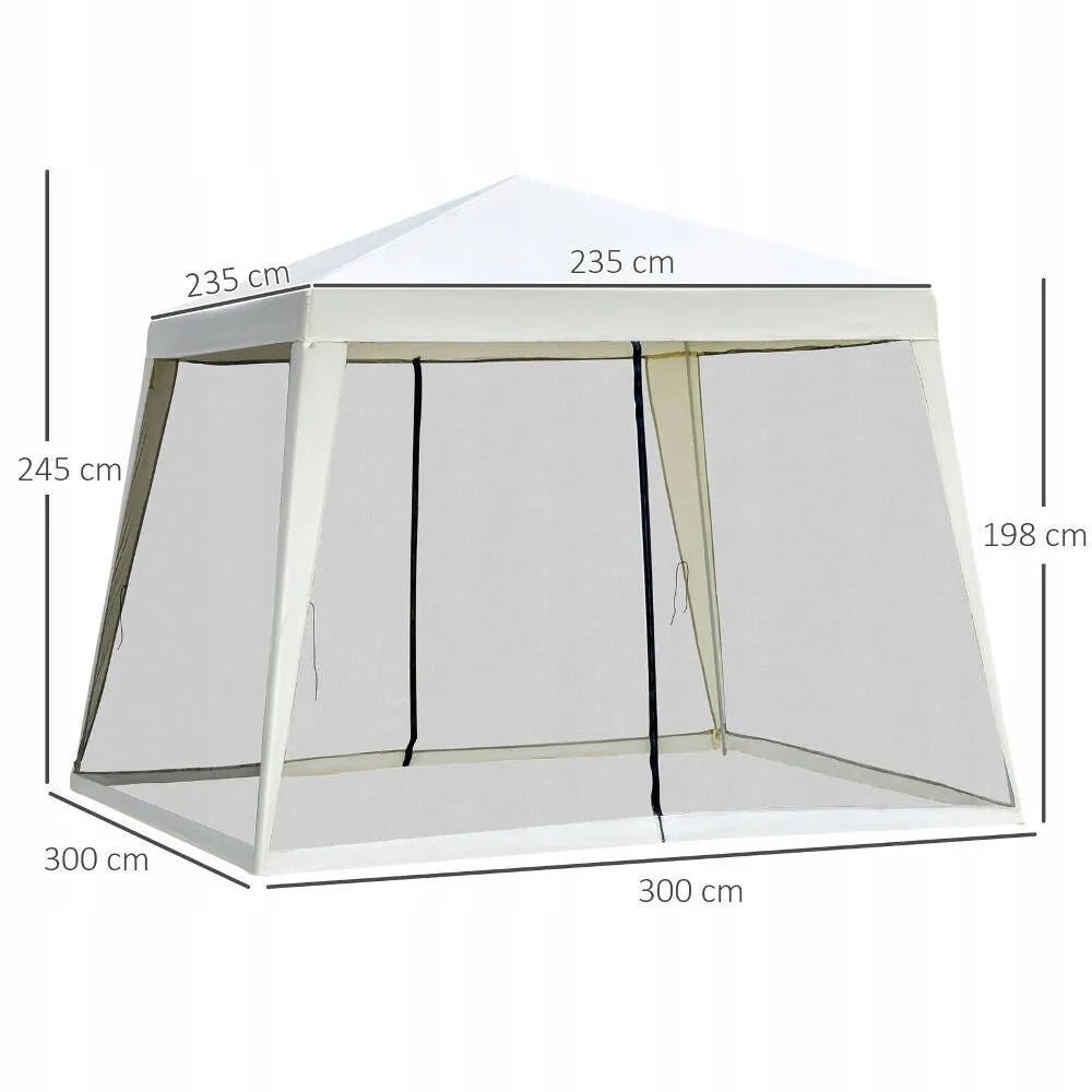 SODO PAVILJONAS PALAPINĖ 3x3m PAVĖSINĖ 4 SIENOS SU TINKLELIU NUO UŽTRAUKIAMŲ VABZDŽIŲ