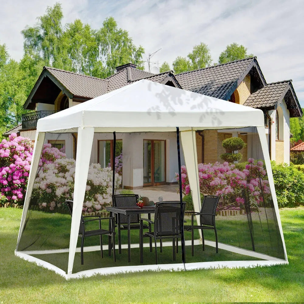 SODO PAVILJONAS PALAPINĖ 3x3m PAVĖSINĖ 4 SIENOS SU TINKLELIU NUO UŽTRAUKIAMŲ VABZDŽIŲ
