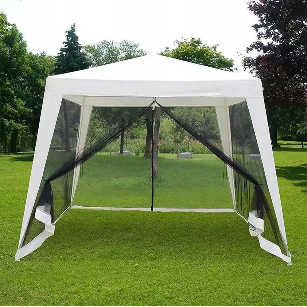SODO PAVILJONAS PALAPINĖ 3x3m PAVĖSINĖ 4 SIENOS SU TINKLELIU NUO UŽTRAUKIAMŲ VABZDŽIŲ