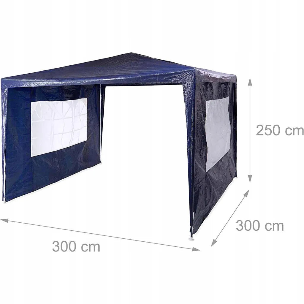 Sodo paviljonas, pavėsinė 3x3 m, prekybinė palapinė + 2 sienelės su langais, mėlyna