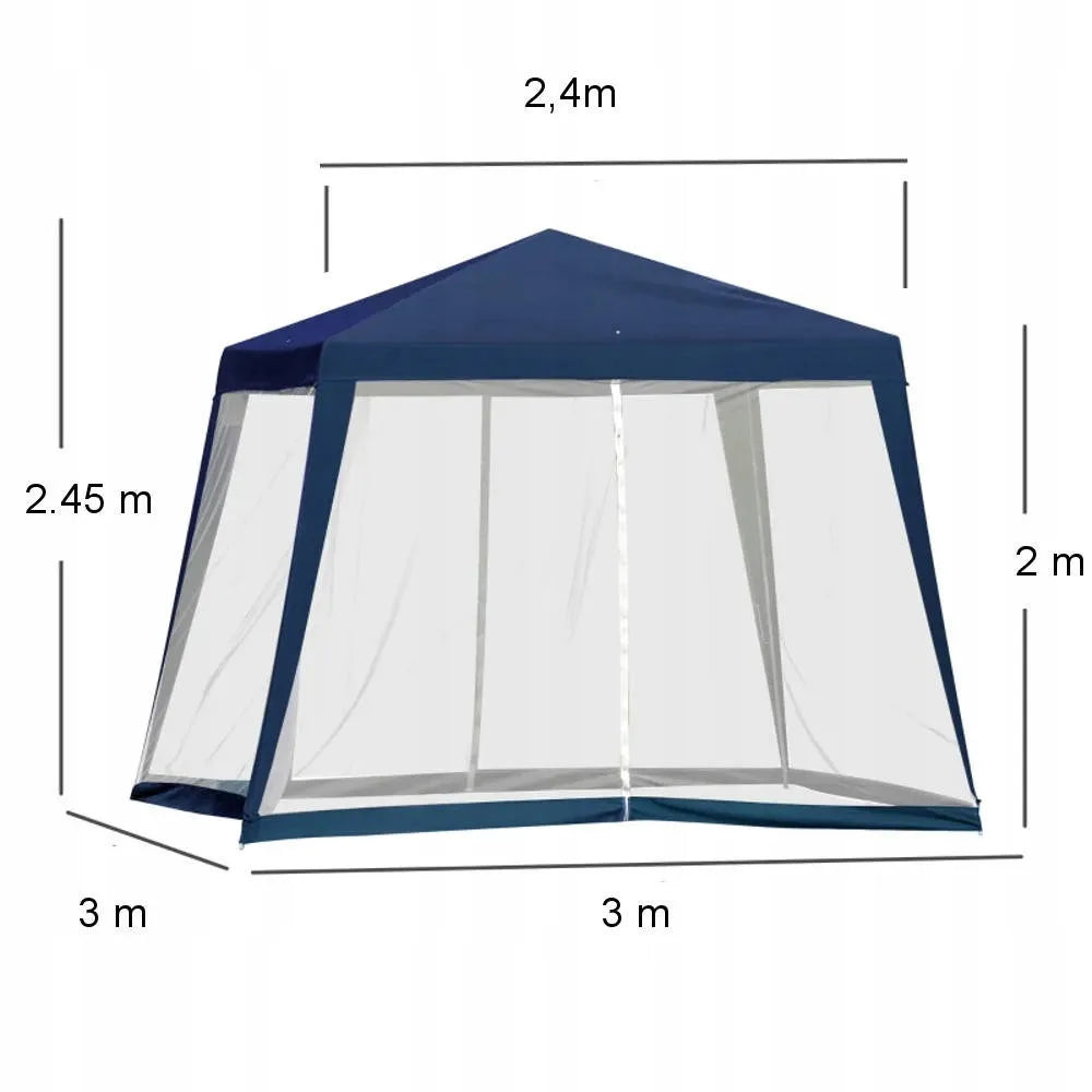 Sodo paviljono palapinė 3x3m, altana, 4 sienos, tinklelis nuo uodų, apsauga nuo saulės