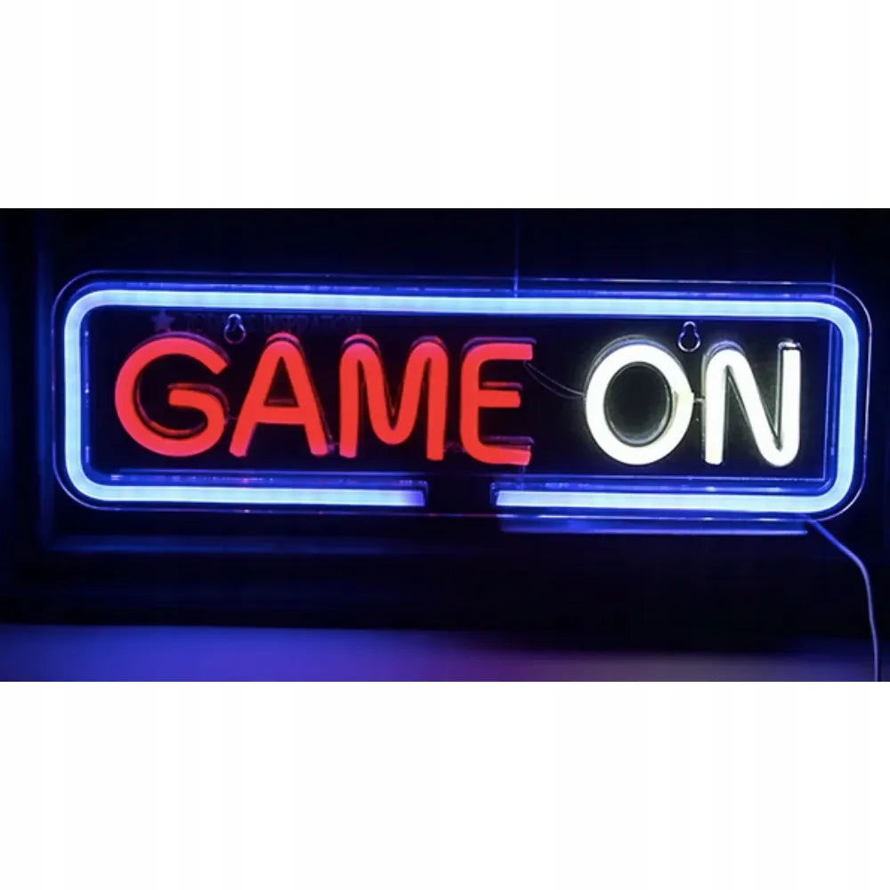Spalvotas „Game On“ LED neoninis užrašas žaidėjų kambariui