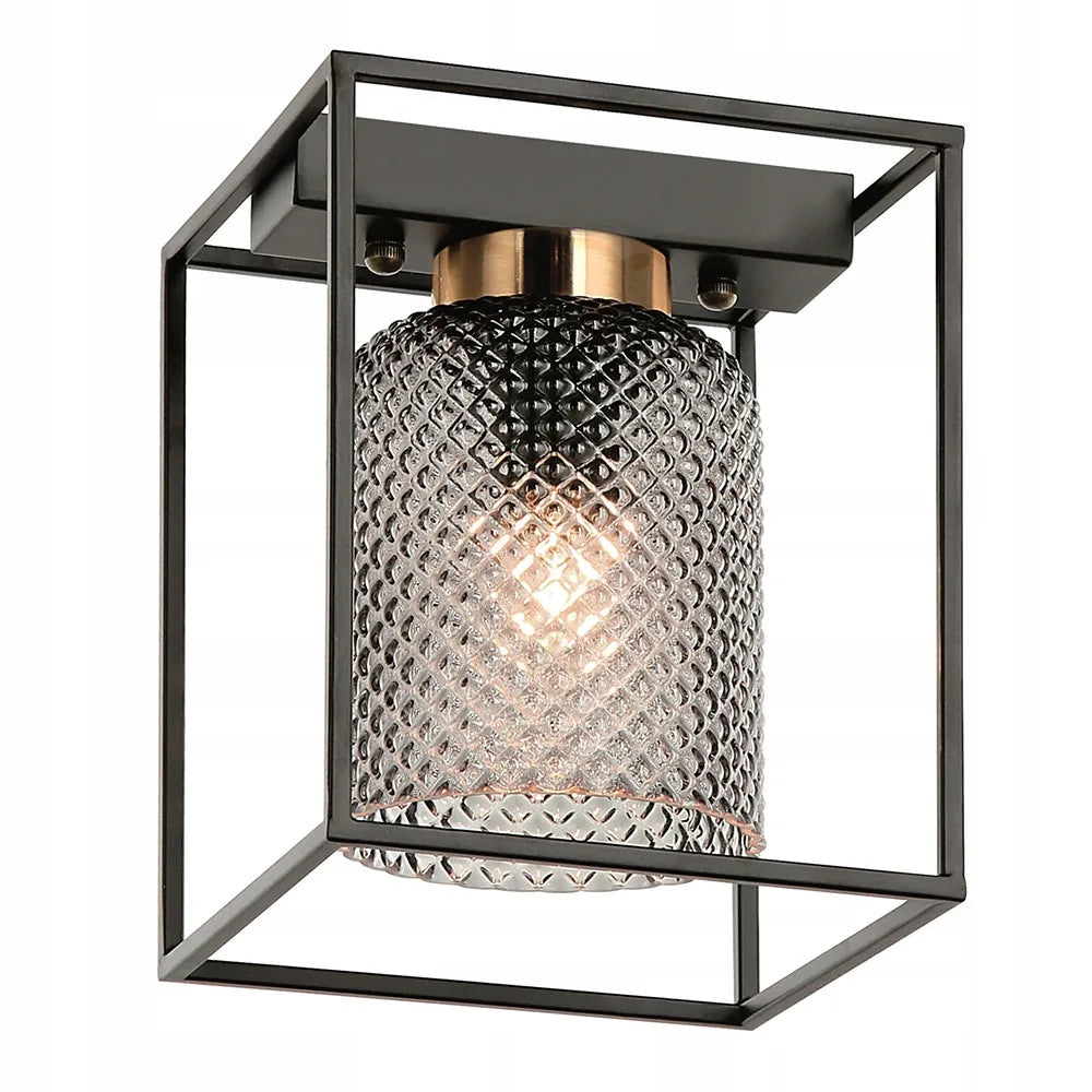 Stiklinis lubinis šviestuvas TOOLIGHT APP1264-1C, juodos ir pilkos spalvos, BLACK GREY METAL