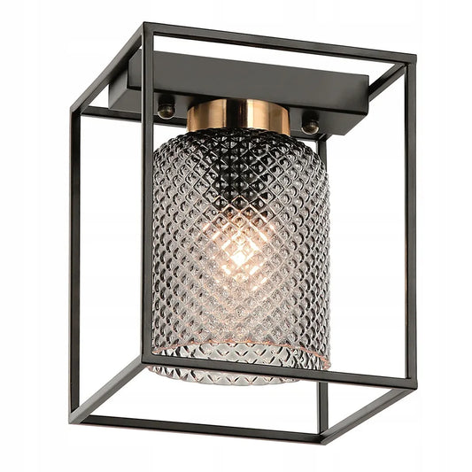 Stiklinis lubinis šviestuvas TOOLIGHT APP1264-1C, juodos ir pilkos spalvos, BLACK GREY METAL