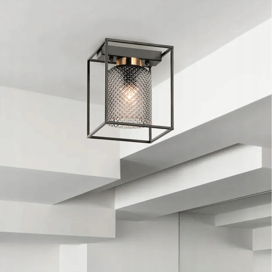 Stiklinis lubinis šviestuvas TOOLIGHT APP1264-1C, juodos ir pilkos spalvos, BLACK GREY METAL