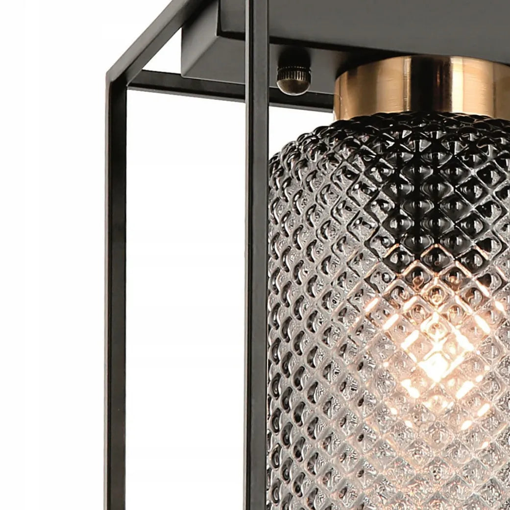 Stiklinis lubinis šviestuvas TOOLIGHT APP1264-1C, juodos ir pilkos spalvos, BLACK GREY METAL
