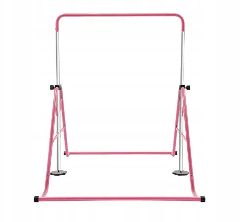Sudedamas gimnastikos skersinis vaikams, 80 kg, 5 reguliuojami aukščiai, rožinis, plieninis, treniruočių