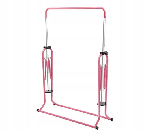 Sudedamas gimnastikos skersinis vaikams, 80 kg, 5 reguliuojami aukščiai, rožinis, plieninis, treniruočių