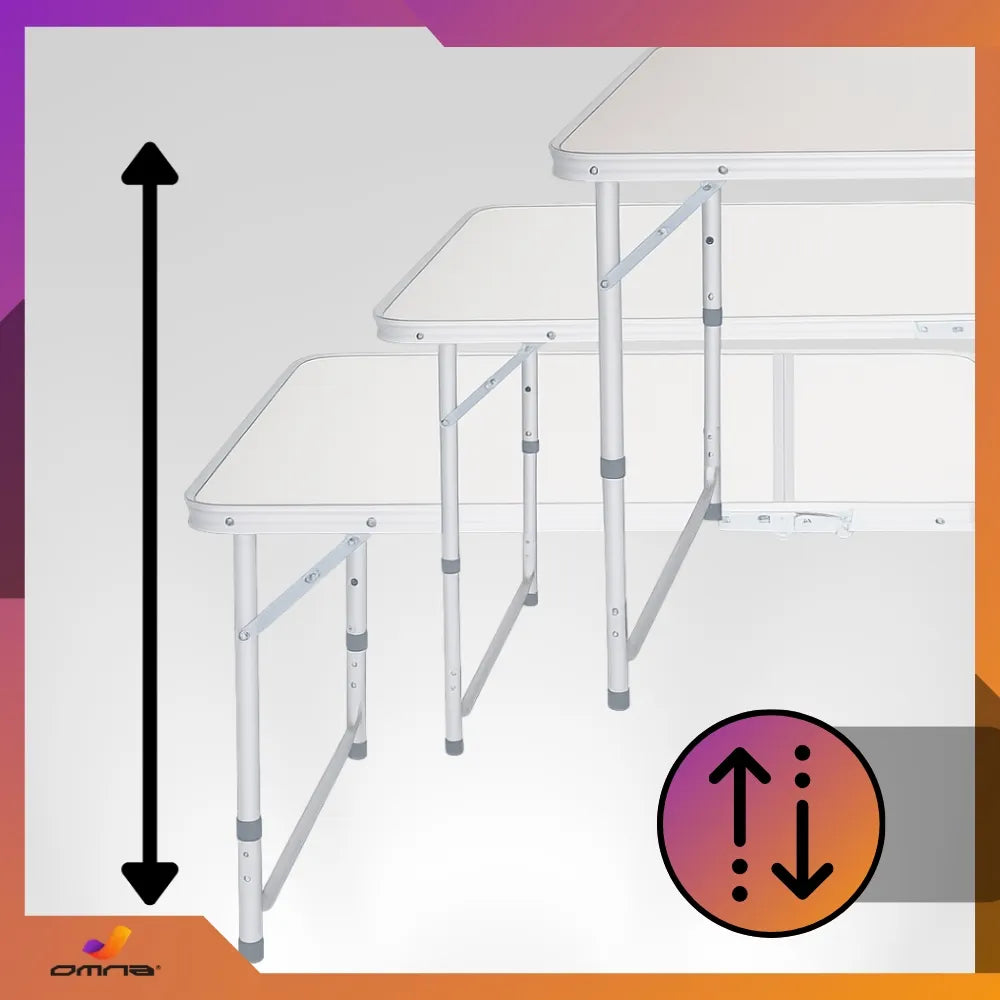 Sulankstomas turistinis stalas kempingui ir sodui lagamino tipo, 120x60 cm