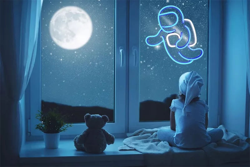 SuperLED neoninis LED sieninis šviestuvas, naktinė lempa Astronautas, USB 5V