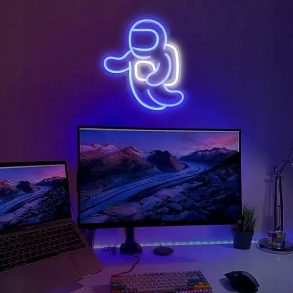 SuperLED neoninis LED sieninis šviestuvas, naktinė lempa Astronautas, USB 5V