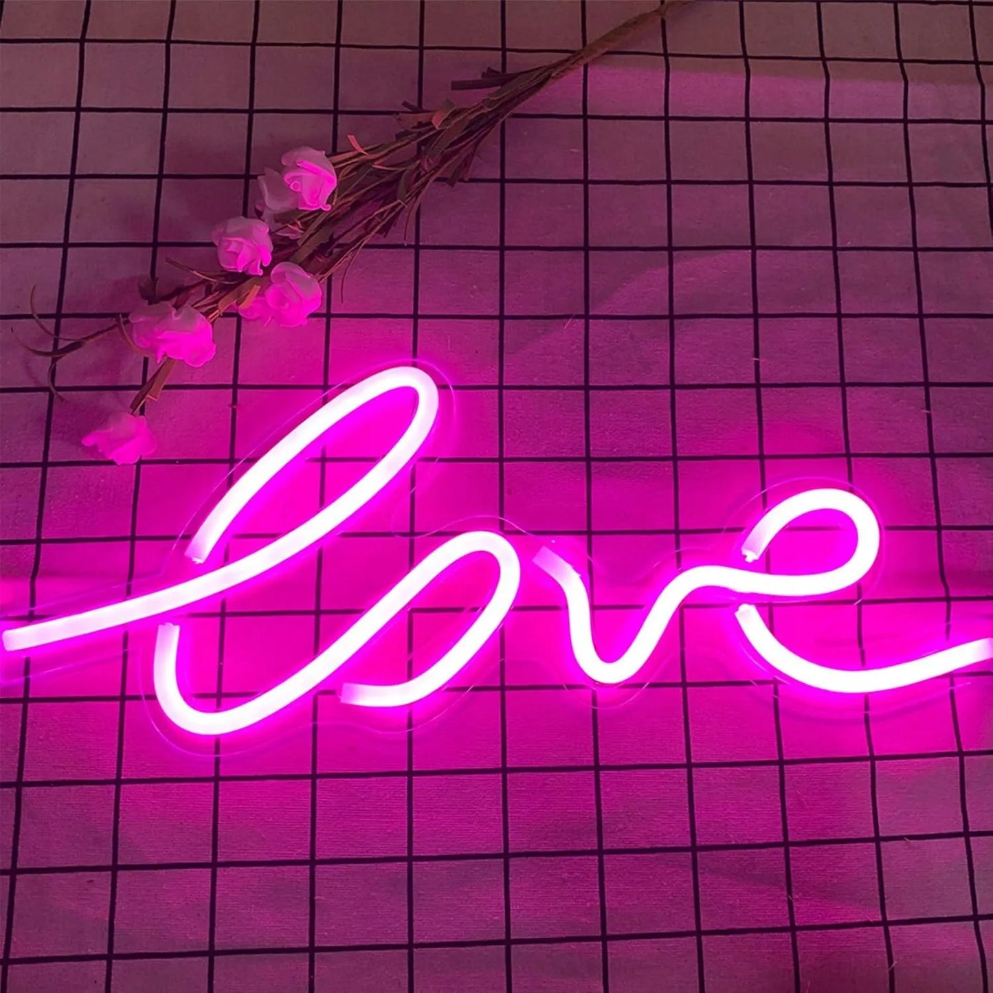 SuperLED neoninis LED sieninis šviestuvas, naktinė lemputė "Love", USB 5V