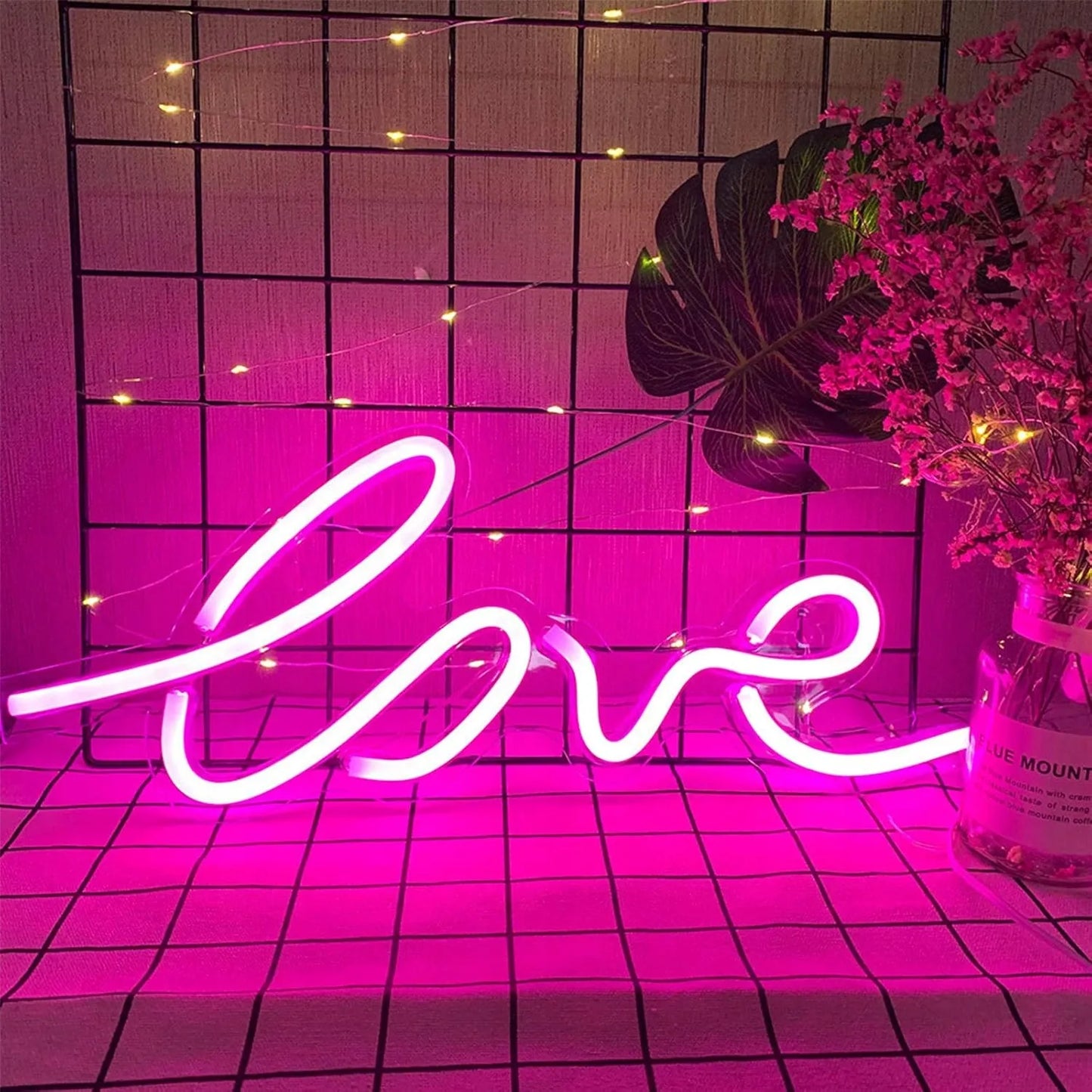 SuperLED neoninis LED sieninis šviestuvas, naktinė lemputė "Love", USB 5V