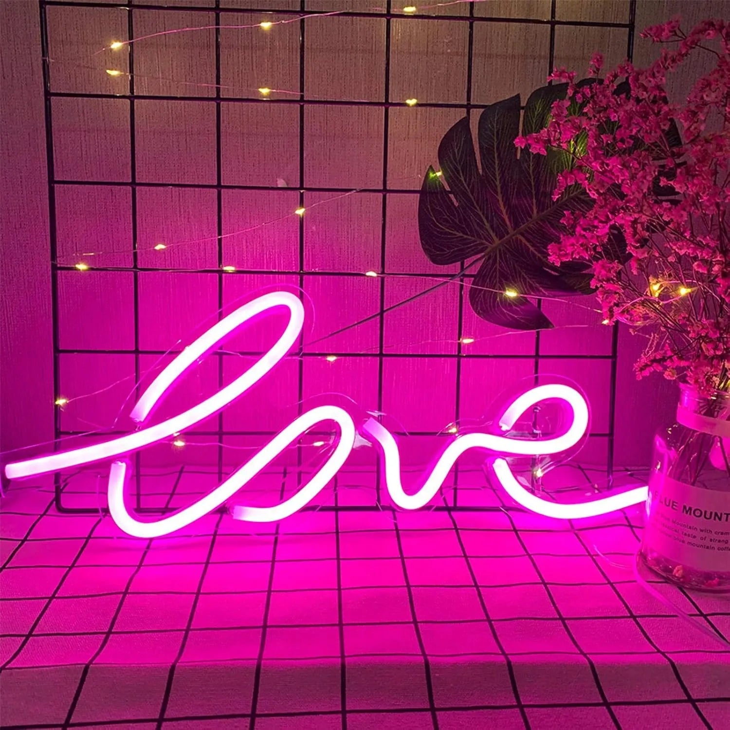 SuperLED neoninis LED sieninis šviestuvas, naktinė lemputė "Love", USB 5V
