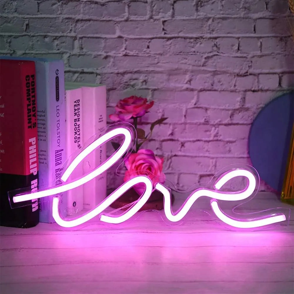 SuperLED neoninis LED sieninis šviestuvas, naktinė lemputė "Love", USB 5V