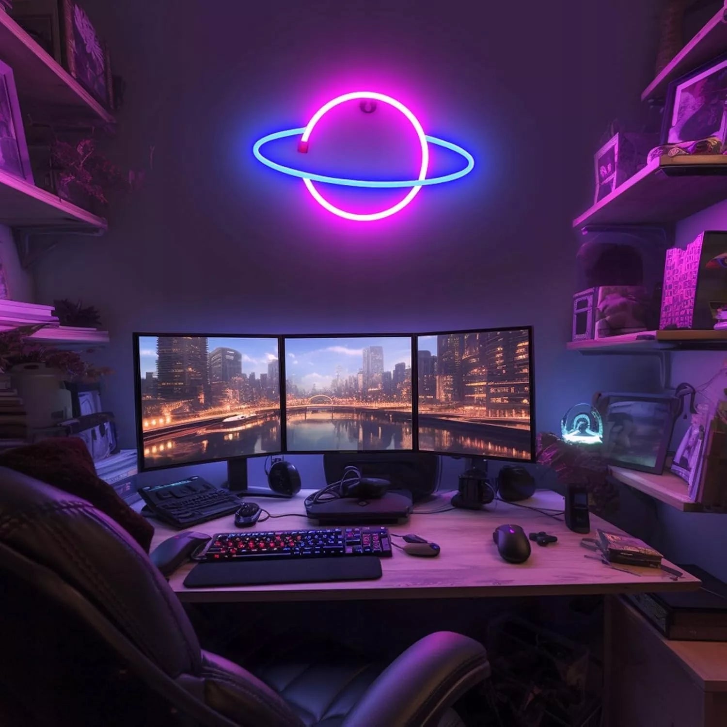SuperLED sieninis LED neono šviestuvas, naktinė lempa, planeta Jupiter, USB 5V